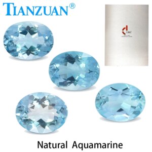 Oval Shape Natural Aquamarine Blue Color Brilliant Cut Loose Gem Stone with GRC Certificate