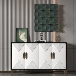 Solid Wood Bamboo Sideboard Wooden and Bamboo Home Furniture with Extendable Feature