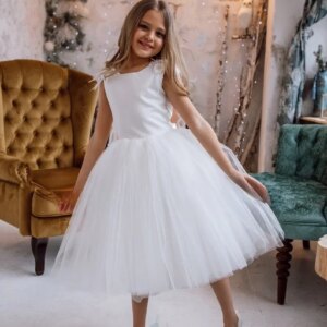 Lace Short Tulle Pageant Dresses for Girls Ball Princess Gown Satin Girl Dress Toddler Party Ivory Feathers Flower Girl Dress