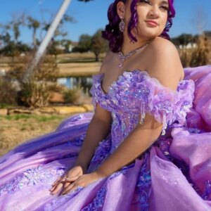 Customized Shiny Purple Off Shoulder Quinceanera Dress crystal sequin applique Tull Lace flower beads Bow vestidos de 15 Quincea