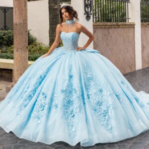 Sky Blue Quinceanera Dresses Off Shoulder Ball Gown Sweet 16 Dress Applique Flower Beads Bow Tull Birthday Party Vestidos 15 De