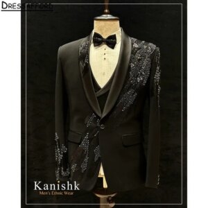 Black Formal Wedding Suits Luxury Beading Pearls Men’s Business Suit 2 Pieces (Jacket Pants) Man Tuxedo Groom Wear