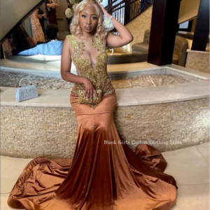Gorgeous Brown Velvet Mermaid Prom Dress Sparkling Crystal Beaded Black Girls Party Customised فساتين للمناسبات الخاصة
