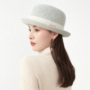 Autumn and winter hat women rolled small brim top European fashion all casual concave shape