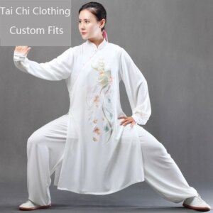 New Feng Yi Flower Tai Ji Suit Women’s Side Opening Long Spring and Autumn High-End Exercise Clothing