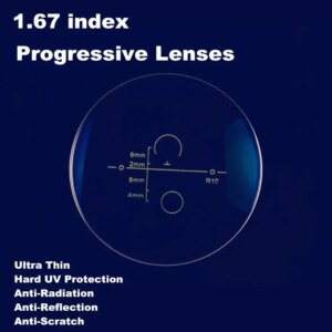 2PCS 1.67 index Ultra Thin Progressive Bifocal Multi Focus Aspheric Prescription Lenses CR-39 UV Anti Reflective Coating Glasses