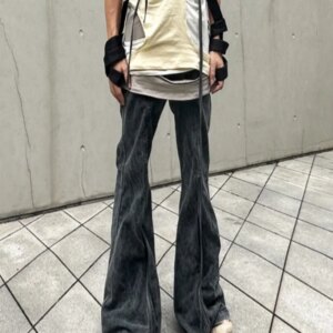 Avant-Garde Style Wear Wasteland Aluminum Wire Irregular Profile Distressed Wide-Leg Casual Pants Men