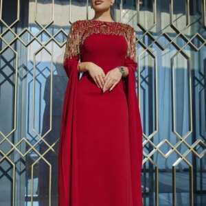 Luxury Evening Dress For Sexy Women 2024 فساتين السهرة Elegant Tassel Strapless A-Line Floor-Length Red Cocktail Party Prom Gown