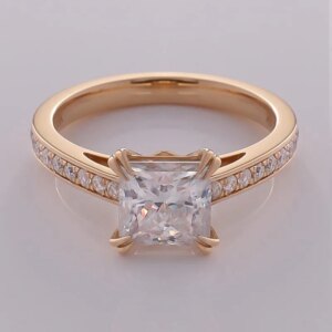 Provence 10K/14K/18K/ Real Gold Moissanite Diamonds Moissanite Eternity Rings for Women 2.2CT Princess Cut D Color Custom Rings