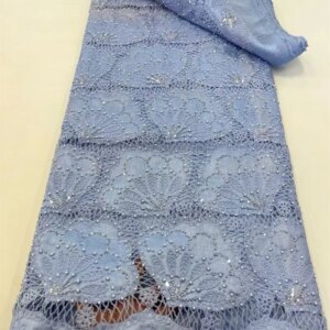African Lace Fabric 5 Yards High Quality 2025 Beaded Lace Fabrics French Lace Fabrics Luxurious Women’s Evening Dresses , W616-1