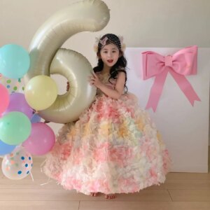 Flower Girl Wedding Little Girl Dress Dress Girl Birthday Shoulder Premium Princess Dress Light Luxury Niche High-end Foreign