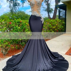 Long Black Prom Dresses 2025 Luxury Rhinestone Diamond BeadAfrican Sheer Mermaid Evening Gowns for Graduation Party Customized
