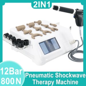 2in1 Pneumatic Shockwave Therapy Machine Chiropractic Gun Portable For Improve Muscle Function 12Bar Shockwave Body Massager