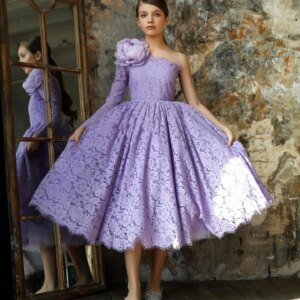 Dreamy Vow Elegant Lilac Girl Dress One Shoulder Flowers White Princess Children Wedding Birthday Party Long Ball Gown 2025 J154