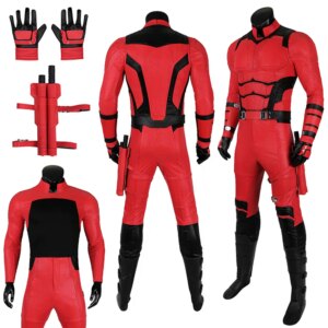 Matt Cosplay Murdock Costume TV Dare Cosplay Devil Roleplay Outfits Red Leather Battle Jumpsuit Belt Gloves Set Halloween Suits