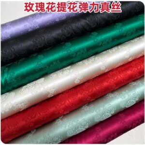 19 m stretch jacquard silk fabric satin hollow rose skirt Qipao garment
