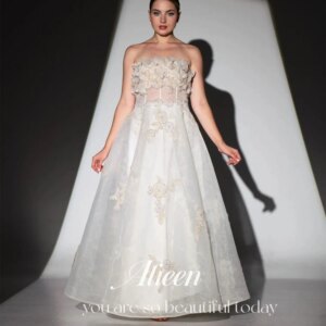 Aileen 3D Flowers Customized A-line Long Evening Dresses for Special Occasions Prom Dress Sale Ball Gowns Robe De Soiree Femmes
