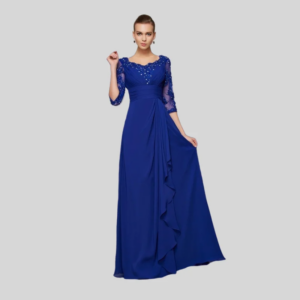 Royal Blue Mother Of The Bride Dresses A-line 3/4 Sleeves Appliques Plus Size Long Groom Mother Dresses For Wedding Customized