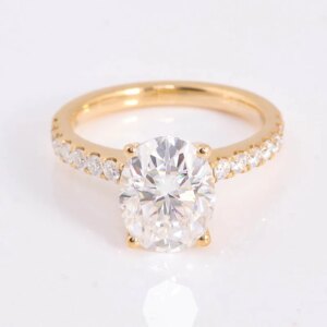 Provence 10K/14K/18K/PT950 Moissanite Eternity Rings for Women Oval Cut 3 CT D Color VVS1 Women’s Promise Rings GRA Customize