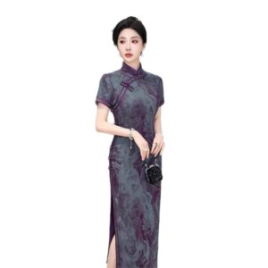 Cheongsam new Chinese female sense of daily national style dress temperament long