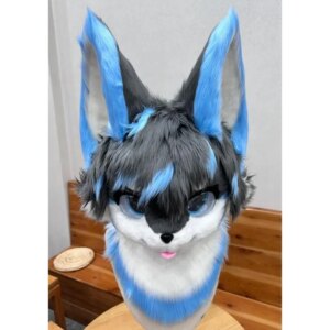 Blue Fursuit Husky Fox Mascot (Head) Halloween Party Fur Cosplay