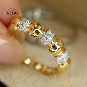 KUGG 100% 18K White/Yellow Gold Rings Women 0.20carat Real Natural Diamond Engagement Ring Fashion Design High Party Jewelry