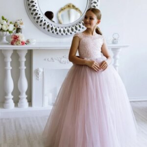 Tulle Birthday Girl Dress Pageant Dresses for Girls Sparkle Tutu Flower Girl Princess Dress Pink Baby Dresses Girl Wedding