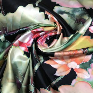 High Quality New 40momme Inkjet Silk Satin Thickened Leaf Printed Cheongsam Fabric