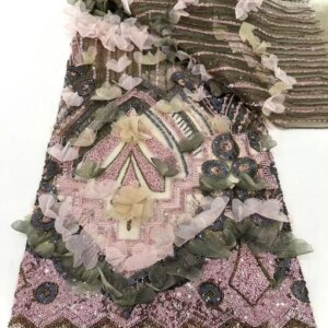 2025 New African French Nigerian High End Lace Fabric 3D With Beads Sequins Mesh for Embroidery Wedding Party Bride Sewing Dress