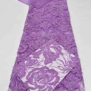 High Quality Luxury African Handmade Beaded Tulle Lace Fabric 2025 Nigerian French Sequins Lace Fabric For Women Wedding Dresses