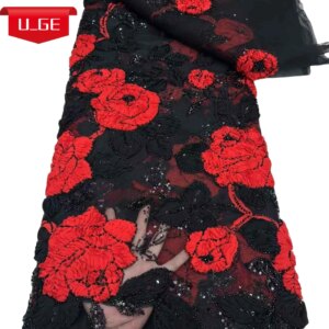 2025Latest Elegant Best Quality Mixed Colors Luxurious Beaded Tube Lace With Stones fabric For Party Evening Dresses U_Ge2589