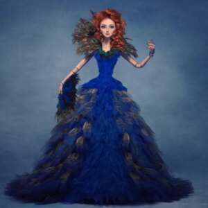 Royal Blue Feather Evening Dresses Elegant Strapless Tiered Pleat A-Line Prom Gowns Fashion Layered Puffy Tulle Evening Dresses