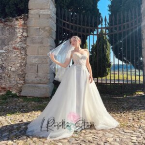 LRosella Strapless Neck Leaf Lace Applique Sleeveless Lace-up Backless 2025 Bridal Gown Customized A-line Wedding Dresses