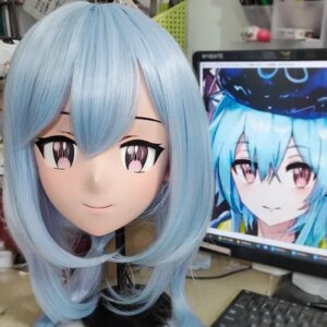 (GLb015)Customize Character Female Girl Resin Half Head Crossdress Cosplay Japanese Anime Role Kigurumi Mask With Eyes And Wig
