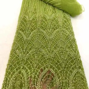 Luxury African Sequins Lace Fabric 2025 High Quality French Nigerian Groom Beaded Lace Fabric For Wedding Dress Sewing