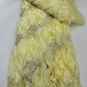 African 3D Lace Bead Lace Fabric 2025 High Quality Nigerian Sequins French Tulle Lace Fabric Material For Wedding Party Dress