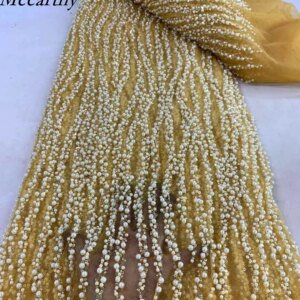 Latest African Sequins Beads Lace Fabric 2025 High Quality Lace Material French Nigerian Lace Fabrics For Women Party