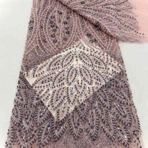 African Lace Fabric 2025 Sequins Beaded Embroidery Groom Nigerian Bridal High Quality French Tulle Lace Fabric For Wedding