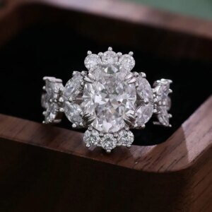 Provence 14K/18K white gold 2ct Lab diamond Engagement Rings Luxury wedding band custom interchangeable ring pendant setting