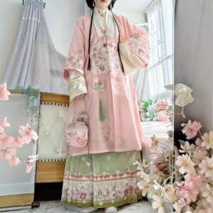 Women’s Ming-Style Hanfu Collar Shirt Stand-up Cardigan Horse-Face Skirt Autumn and Winter Suit