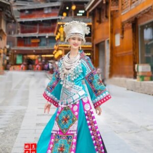 Chinese Style Guizhou Dress of Miao Minority Collar Stage Costume Host Singer Catwalk Handmade New