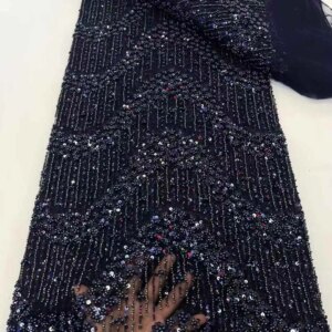 Latest African Laces with Pearls 3D Embroidery Beaded Tulle for Sewing Party Gown Elegant Evening Dresses Lace Fabrics 5 Yards