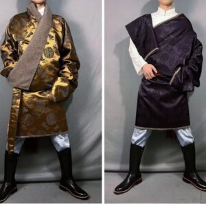 Men’s Tibetan Robe Clothing Fleece-lined Traditional Costumes Ethnic Clothes Stage Series New
