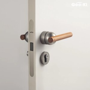 Cherry wood door handle medieval indoor door lock silent magnetic solid lock