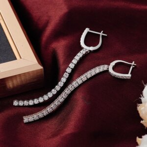 Provence Luxury Drop Earrings for Women 18K Gold DEF/VS Lab Diamonds Engagement Jewelry Hoop Earrings Personalized Custom