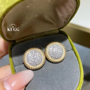 KUGG 100% 18K Yellow Gold Earrings 1.76carat Real Natural Diamond Earrings for Women Luxury Elegant Style High Party Jewelry