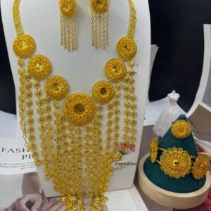 New Dubai 24K Gold Plated Necklace Earrings Rings Bracelets Customized Jewelry Set for Women’s Wedding Parties DD10521