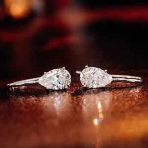 Provence 18/14/10K White Gold Dangle Hoop Pear Moissanite Earrings Water Drops Shape Hoop Earrings For Woman Customized Gift