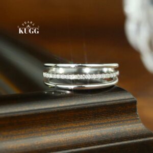 KUGG 100% 18K White Gold Rings Real Natural Diamond Engagement Ring for Women Fashion INS Style High Wedding Jewelry