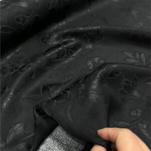 New spring and Summer Black perforated brocade pure silk clothing fabric shirt dress